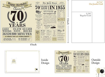 Funny 70th Birthday Gifts for Women Men, Jumbo 70th Birthday Card for Dad Mom Grandma Grandpa, Gifts for 70 Year Old Woman Man, Vintage Back in 1955 Birthday Cards Gifts, 70th Birthday Decorations