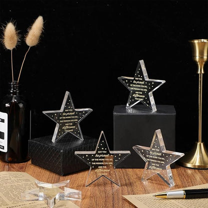 24 Pcs Employee Appreciation Awards for Coworker Acrylic Thank You Gifts Trophy Be Proud of The Work You Do Prizes for Colleague Retirement Farewell Motivational Gift (Pentagram)