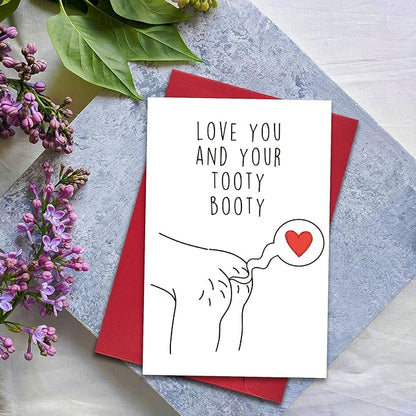 Cheeky Tooty Booty Anniversary Card, Funny Anniversary Card for Husband Boyfriend, Romantic Anniversary Card Gift for Couple, Lovely Valentine's Day Gifts for Him Her
