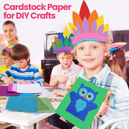 Zhanmai 240 Pcs Cardstock Paper 8.5 x 11 Inch Colored and Glitter Cardstock 250 Gsm Assorted Card Stock for DIY Scrapbooking Card Making Art for Birthday Wedding Party Craft Decoration