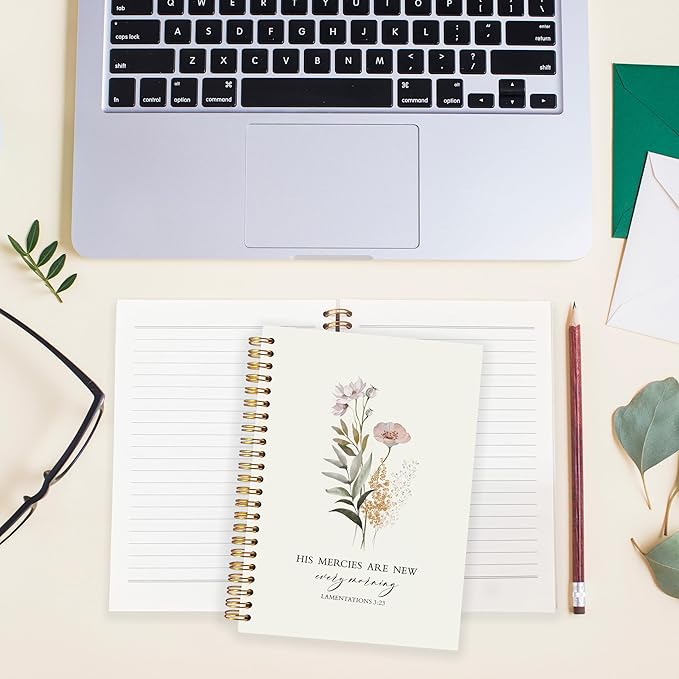 BearCake small Christian Notebook,Christian Notebook for Women,Christian floral Notebooks,morning journal,His Mercies are New Every Morning,Bible journaling Notebook 5.5x8.3