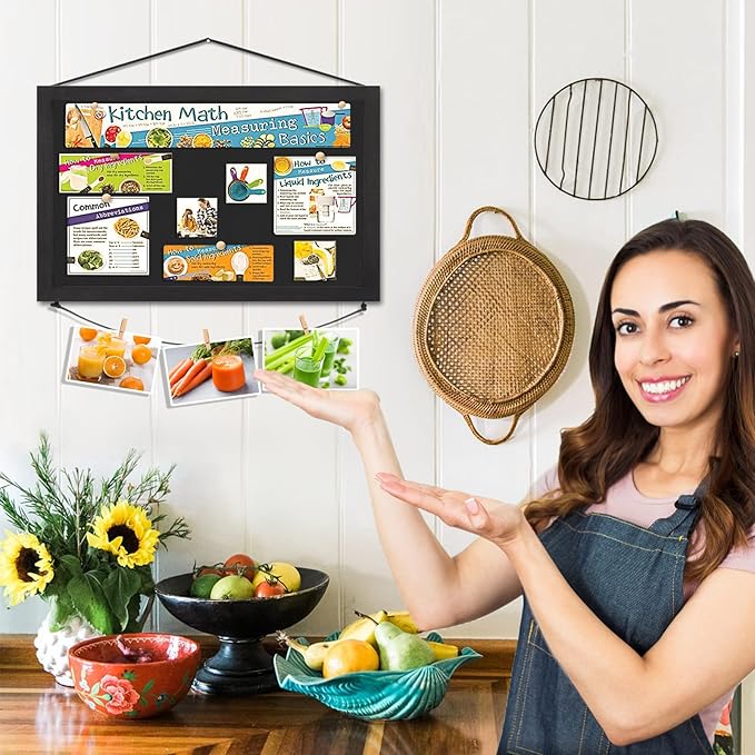 Miratino 2pcs Pin Board Bulletin Board, 16 "x11 Black Linen Cork Boards for Walls with Black Frame,Vision Board for Home Kitchen School Office Decor