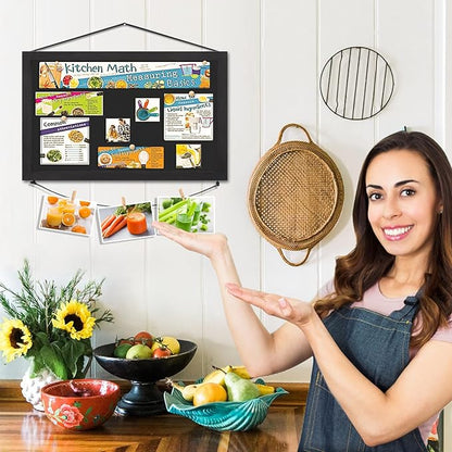 Miratino 2pcs Pin Board Bulletin Board, 16 "x11 Black Linen Cork Boards for Walls with Black Frame,Vision Board for Home Kitchen School Office Decor