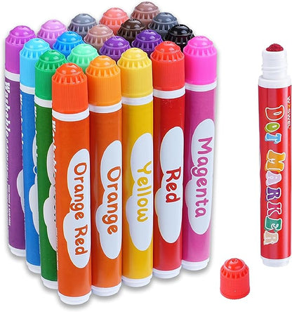 Dot Markers, 20 Colors Washable Dot Paint Markers for Toddlers Kids Preschool, Bingo Daubers Supplies, Painting Art and Crafts Kits Coloring Set, Class Valentine Gift Art Party