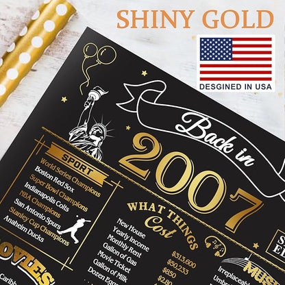 18th Birthday Card for Men Women, 3D Pop Up 18th Birthday Gifts Cards for Him Her, Back In 2007 Funny 18 Year Old Birthday Decorations, Black Gold