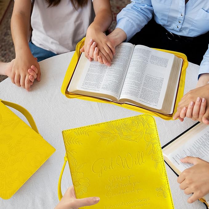 DEHITE Briefcase for Women – Leather Carrying Bag Large Size – | Fits Book 7 x 10.1 x 1.9 in | Pen Slots | Zippered Pocket | Premium Faux Leather | – Yellow Accessories Gifts