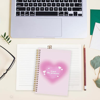 BearCake Trendy Y2K Pink Aura Preppy Notebook Journal, Trust the Process Inspirational Notebooks, Aesthetic Notebooks, Pink Aesthetic Office Supplies, Hardcover Spiral Notebook 5.5x8.3