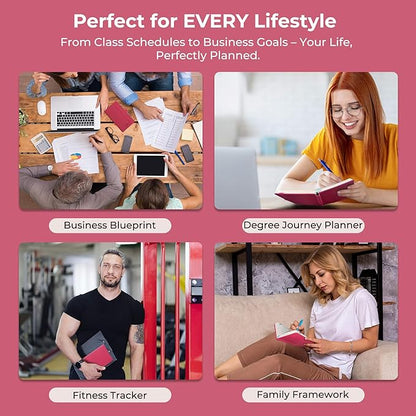 Weekly Monthly 2026 Planner (Jan.26-Dec.26),6.5"x3.75",12 Months Agenda Plan with Month Tabs & Pocket,Expenses/Note Pages, Appointment Book Calendar with Vegan Leather Cover,Rose Red