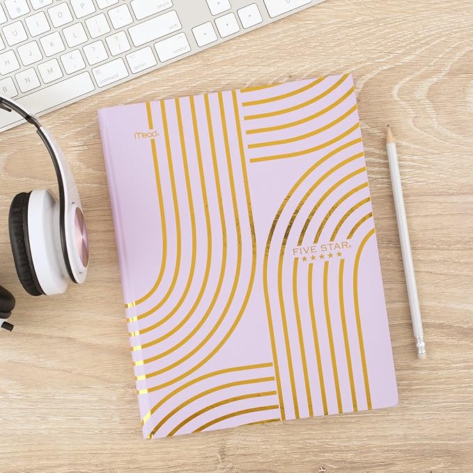 Five Star Composition Notebook, College Ruled, 9-3/4" x 7-1/2", 80 Sheets, Hardcover, Metallic Gold Arches (850111F-AMZ)