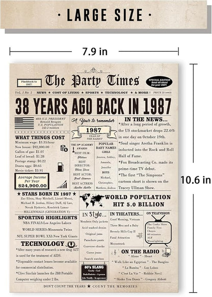 38th Birthday Card Gifts for Her Him, Happy 38th Birthday Decorations for Women Men, Large 38 Years Old Bday Card for Husband Wife