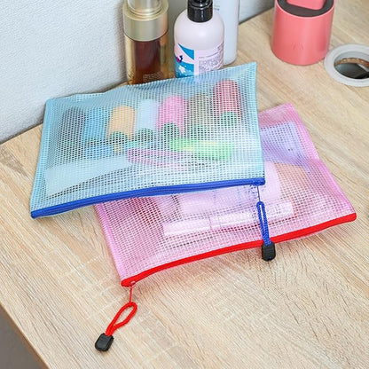 AUSTARK 20 Pcs Zipper File Bags, Plastic Mesh Pouch, Board Game Storage Bag, Waterproof Bags for Office School (A5 Size 9.2''x6.7'', Multicolored)