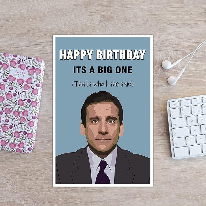 Ziwenhu Happy Birthday Card for Him, Funny Birthday Gifts for Women, Michael Scott Bday Card for Her, The Office Birthday Card for Friend