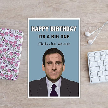Ziwenhu Happy Birthday Card for Him, Funny Birthday Gifts for Women, Michael Scott Bday Card for Her, The Office Birthday Card for Friend