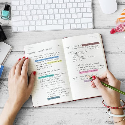 HAUTOCO 1800PCS Transparent Highlighter Tape, Removable Highlighter Strips Sticky Notes Tabs for Annotating Books, Morandi Clear Sticky Page Markers Tabs for Office School Aesthetic Study Supplies