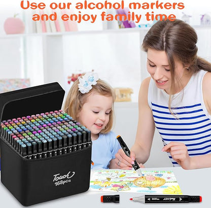 Alcohol Markers, 168 Colors Dual Tip Art Markers, Drawing Markers, Coloring Marker for Kids Sketching Adult Coloring
