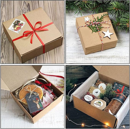 HAKZEON 100 Pack 4 x 4 x 2 Inches Brown Corrugated Box Mailers, Strong Small Shipping Boxes, Corrugated Cardboard Boxes for Packing, Moving, Transporting Small items, Small Crafts