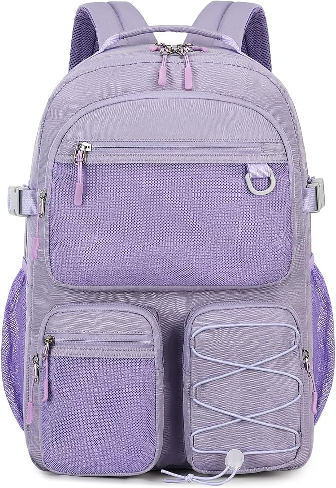 Lohol Water Resistant Backpack with Mulitiple Pockets for Travel Outdoor College, 15.6 inch Laptop Bookbag for Girl and Women (Purple