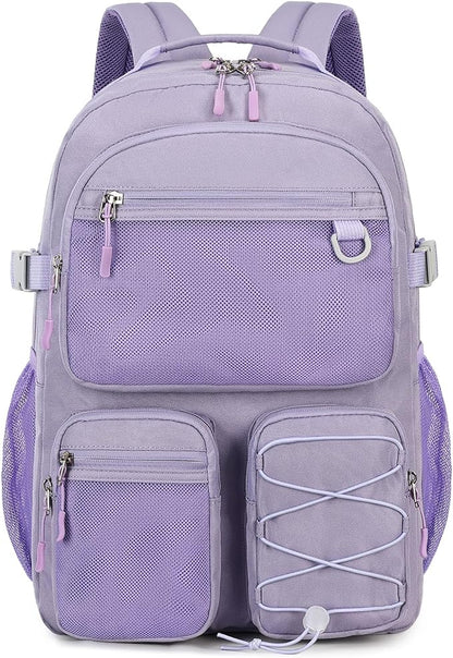 Lohol Water Resistant Backpack with Mulitiple Pockets for Travel Outdoor College, 15.6 inch Laptop Bookbag for Girl and Women (Purple