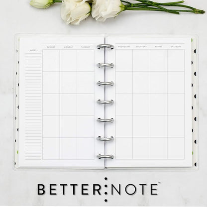 BetterNote Horizontal Undated Calendar Refill Pages for Disc Notebook, fits The Happy Planner, Discbound Levenger Circa, Staples Arc, TUL (Classic- 12 months, 7-Disc, 4.6”x7”)