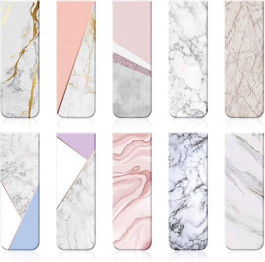 10 Pcs Magnetic Bookmarks Magnet Page Markers Magnetic Page Clip Marble Gift for Christmas Students Teacher Reading Home Office Supplies