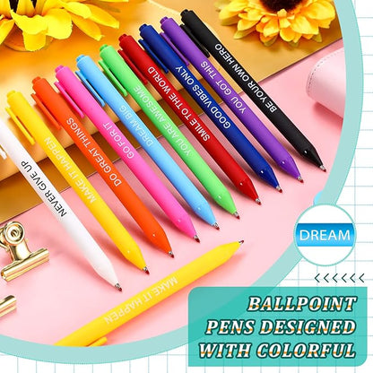 50 Pcs Gel Ink Pens Motivational Inspirational Quote Pen Retractable Rolling Ball Smooth Writing for Coworkers Supplies Office Home(Assorted Color,Motivational)