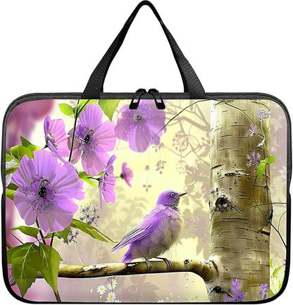 Universal Tablet Laptop Sleeve Case 10 inch, Purple Florals Hummingbird Slim Carrying Case Durable Handbag Travel Laptop Bag for 7 to 10-inch Laptops/Notebook/Kids Tablet/ipad/eBook Readers