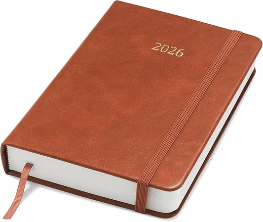 Wykeham's Executive 2026 Daily Journal Planner – US Public Holidays & Format – Customization Available (Brown, 6"×4.5")