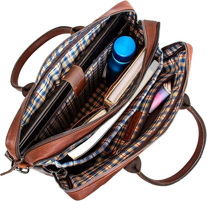 Marc Peter Hamilton Real Leather Business Bag for Men and Women | 15.6 inch Laptop Bag | Shoulder Bag for Men