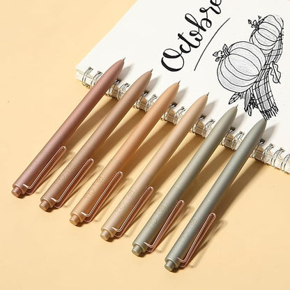 Mr. Pen- Retractable Gel Pens, 6Pack, Black Ink Gel Pens Fine Point, Metallic Earth Color Barrels, Retractable Pens, Gel Ink Pens, Aesthetic Pens for Journaling Fine Tip Pens