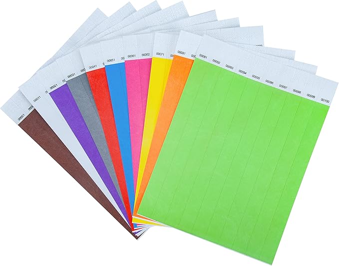 100 Pcs Wristbands, 1-100 Consecutive Numbers Waterproof Tearproof and Printable Wrist Straps Admission Bracelets Tickets (Assorted)