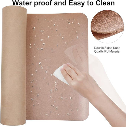 Boutilon Leather Desk Pad 30" x14",Non-Slip Mouse Pad,Office Desk Mat,Waterprooft PU Leather Desk Blotter,Desk Pad Protector,Desk Writing Pad for Home Office Decor (M-Champagne)