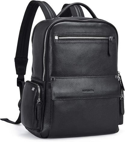 BOSTANTEN Men Leather Backpack 15.6” Laptop Backpack Travel Business Office Bag Large Capacity College Daypack