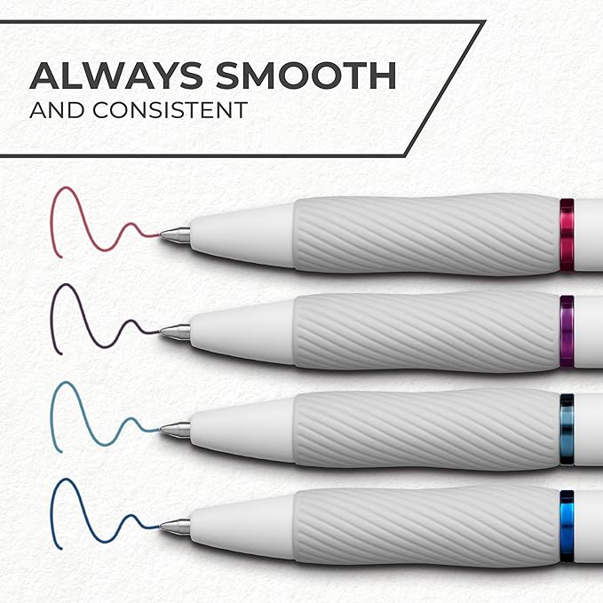 Sharpie S-Gel Pens, Pearl White Body, Medium Point (0.7mm), Gel Ink Pens for Journaling and Coloring, Bold Jewel Color Assortment, 4 Count