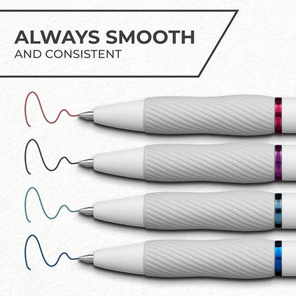 Sharpie S-Gel Pens, Pearl White Body, Medium Point (0.7mm), Gel Ink Pens for Journaling and Coloring, Bold Jewel Color Assortment, 4 Count