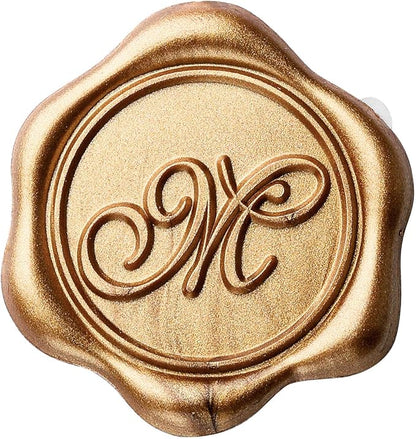 Yoption Initial M Wax Seal Stickers, 100 Pack Gold Self Adhesive Letter Envelope Seal Stickers for Wedding Party Birthday Christmas (M)