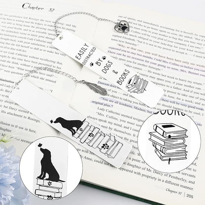 2Pcs Dog Bookmark for Women Men Dog Mom Dog Lover Gifts Bulk Funny Bookmarks Cute Metal Book Mark Dog Bookmarks for Book Lovers Birthday Gifts for Reader Coworker Friends Adults Dog Owner Lover