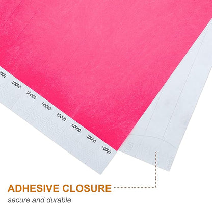 100 Pcs Wristbands, 1-100 Consecutive Numbers Waterproof Tearproof and Printable Wrist Straps Admission Bracelets Tickets (NeonPink)