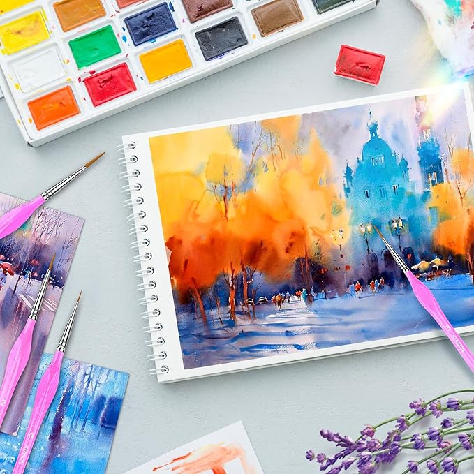 10PC Miniature Paint Brush for Fine Detailing, Detail Paint Brush, Mini Small Painting Brushes for Art, Crafts, Acrylic, Watercolor, Model, Face, Paint by Number, Citadel, Figurine (Magenta)