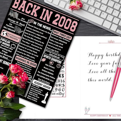 YiKaLus Jumbo 17th Birthday Card for Daughter Son, Happy 17 Year Old Girl Boy Bday Gift Ideas, Vintage Back In 2008 Decorations for Sister Brother