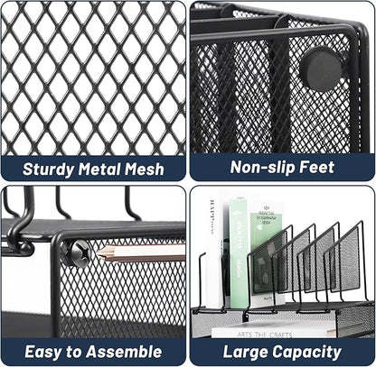 EASEPRES Desk Organizer Tray, 3 Tier Paper organizer with 5 Upright Section Desktop File Folder Sorter Holder for Mail Paper Document Letter Organization Storage