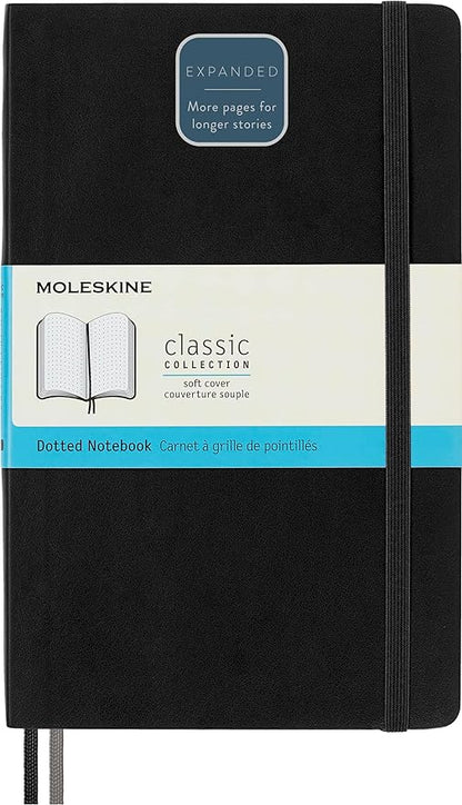 Moleskine Classic Expanded Notebook, Soft Cover, Large (5" x 8.25") Dotted, Black, 400 Pages