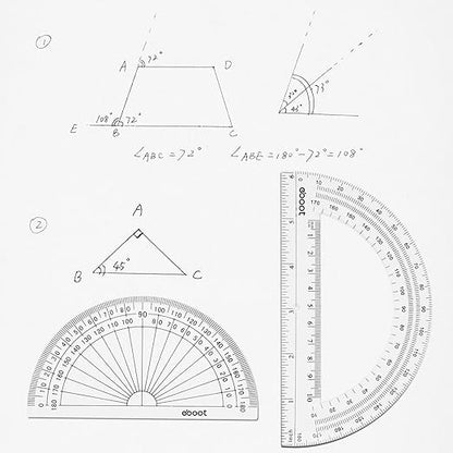 eBoot Plastic Protractor Protractor 180 Degrees, 4 Inch and 6 Inch, Clear, 2 Pieces