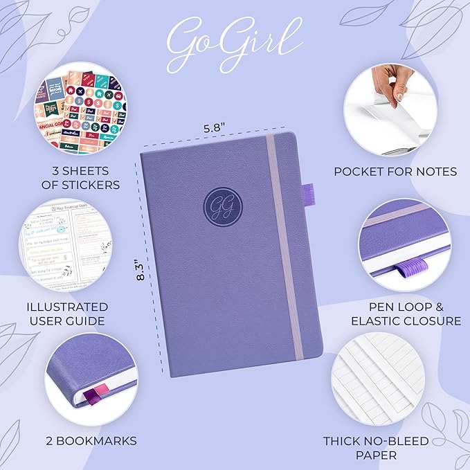 GoGirl Budget Planner – Monthly Financial Planner Organizer Budget Book. Expense Tracker Notebook Journal to Control Money, A5 (Lavender)
