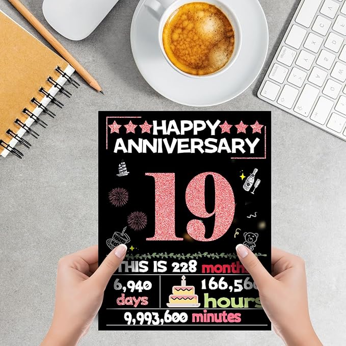 Joycard 19th Anniversary Card for Women, Wedding Card for Wife, Sweet Marriage Decorations Gifts for Couple, Perfect for Her on Anniversary Day, Back in 2006