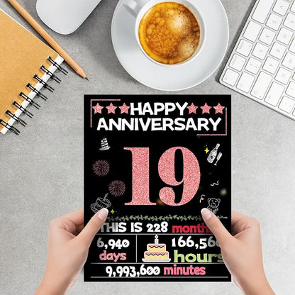 Joycard 19th Anniversary Card for Women, Wedding Card for Wife, Sweet Marriage Decorations Gifts for Couple, Perfect for Her on Anniversary Day, Back in 2006