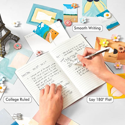 8 Pack Soft Cover Journal Bulk, Feela Notebooks College Ruled for Work, Lined Travel Journal for Women Men, Note Taking Notebook School Supplies Business Writing, 8.2” x 5.5”, A5, Black