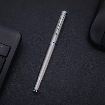 BEILUNER Silver Ballpoint Pens, Stainless Steel Body, Smooth Writing Experience, Dishwasher Safe, Gift Box with Extra Refill