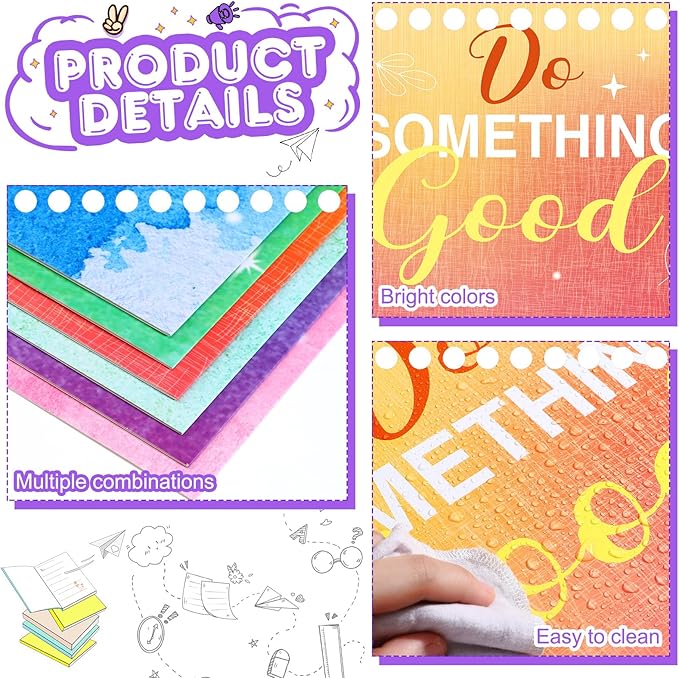 Honoson 24 Pcs Bulk Inspirational Privacy Folders for Students Cardboard Test Privacy Boards Motivational Words Desk Dividers Shield for Classroom School Study Supplies, 6 Styles(Watercolor)