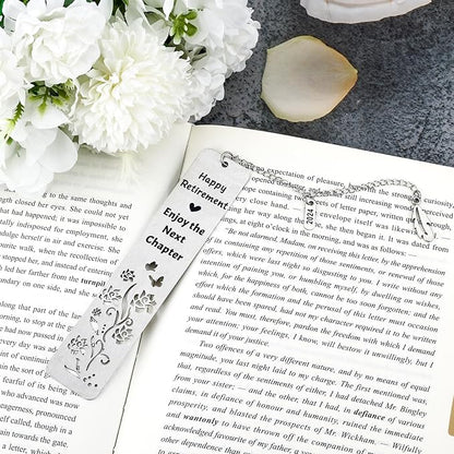 Retirement Gift for Woman Men Happy Retirement Bookmark Set Bulk Metal Book Marker Tassels for Book Lovers Coworker Reader Teachers Employee Friends Adults Going Away Appreciation Gifts 2024