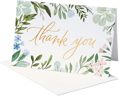 American Greetings Blank Thank You Cards with Envelopes for Wedding, Birthday, Baby Shower, Floral (48-Count)